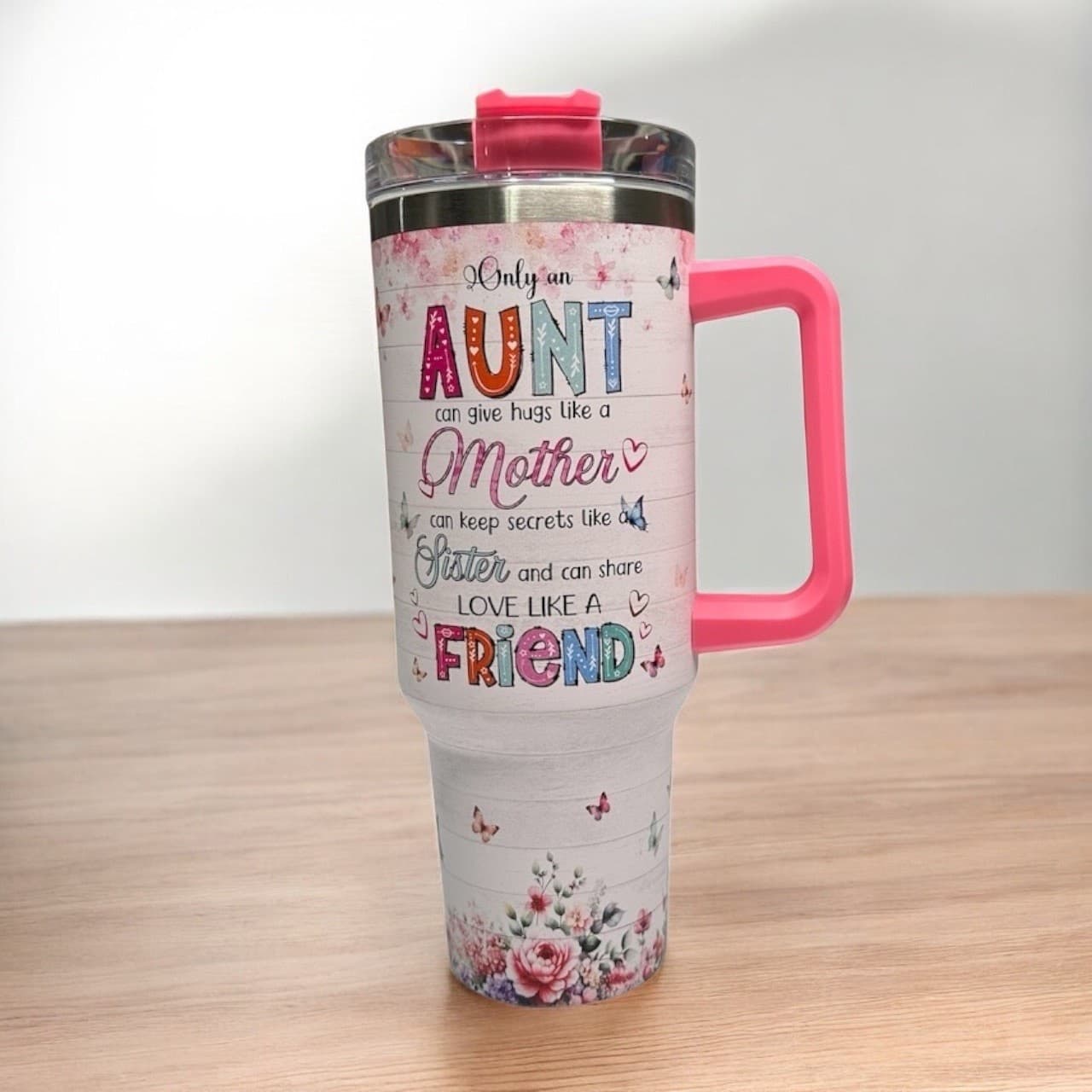 40oz Tumbler Best Aunt Ever With Handle Lid Straw Gift For Aunt Women Cup - Thumbnail 4
