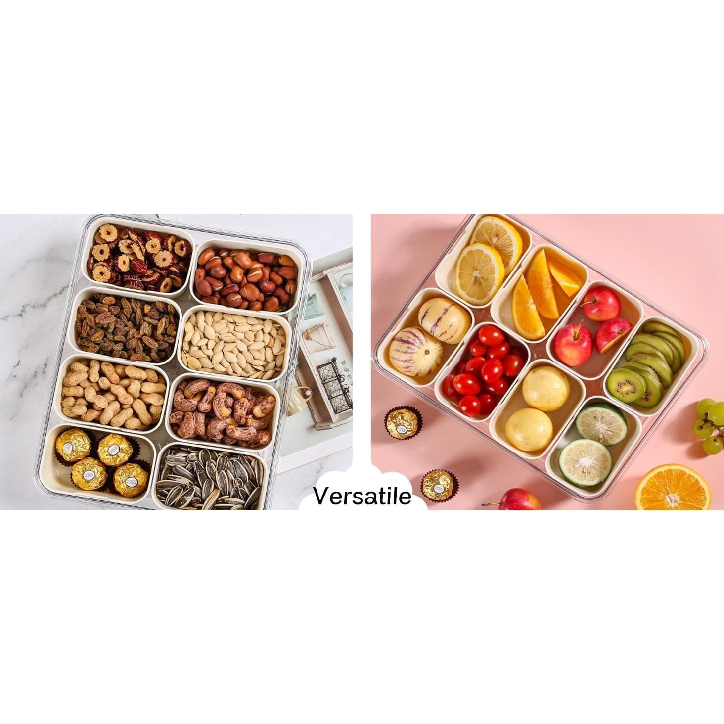 Snackle Box Container 8-Compartment Food Storage Tray with Lid & Handle Organize - Thumbnail 10