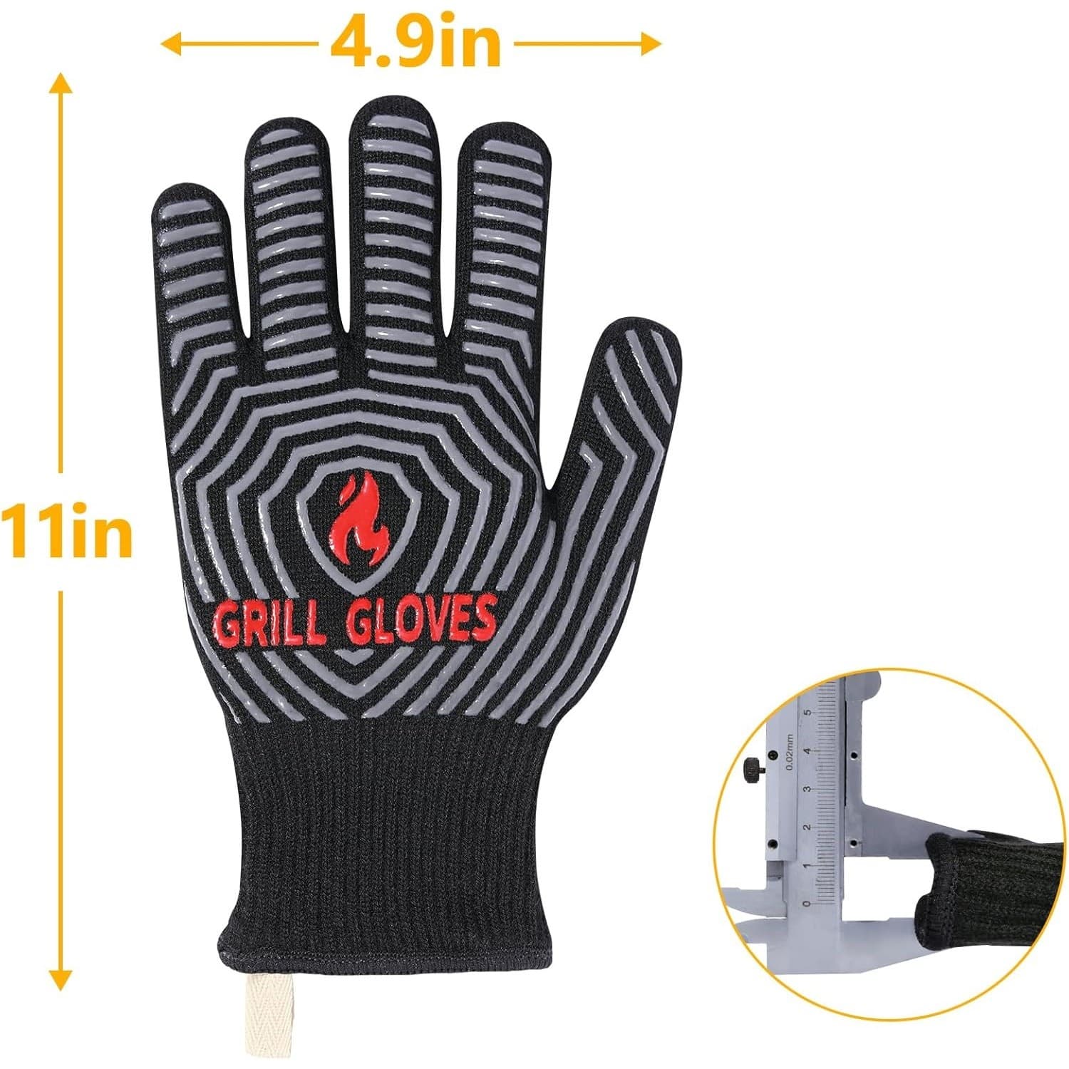 BBQ Grill Gloves Heat Resistant 1472°F Non-Slip Silicone Cooking Oven Mitts - Thumbnail 2