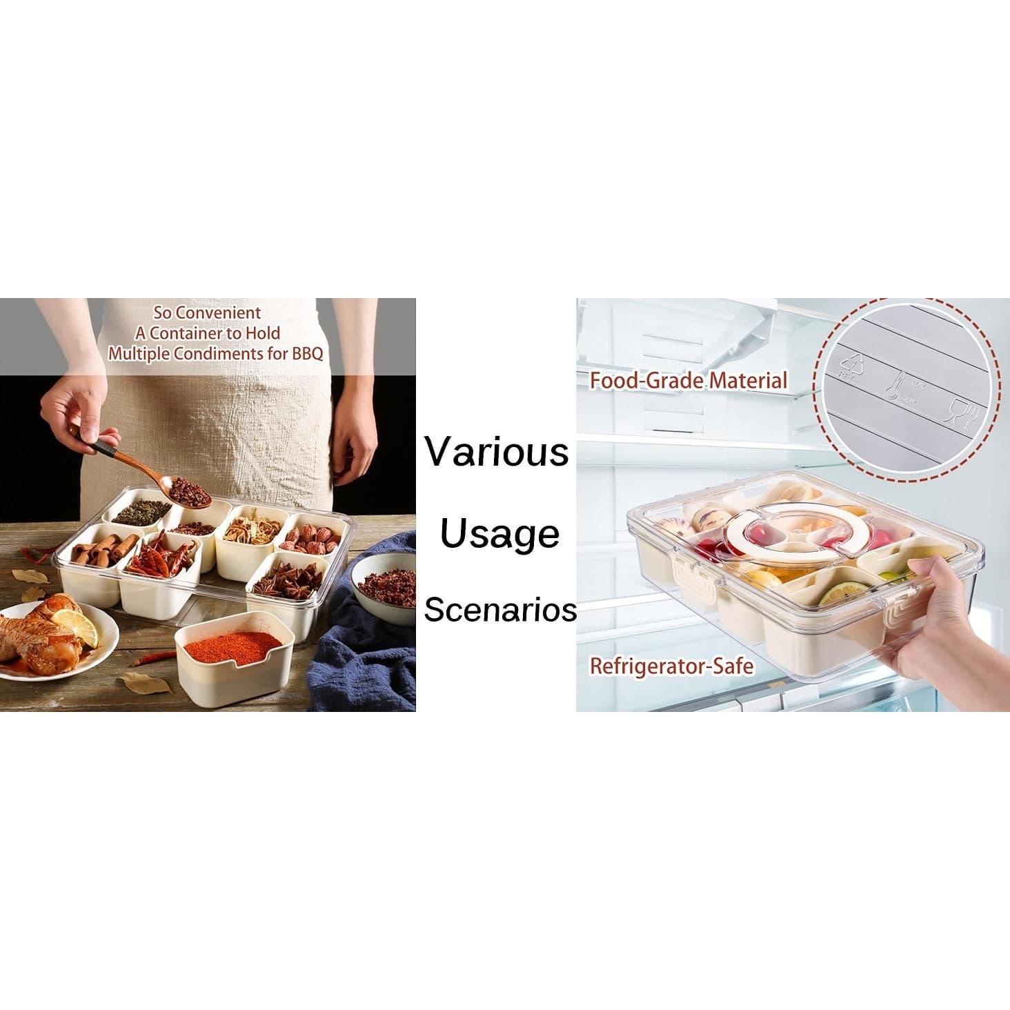 Snackle Box Container 8-Compartment Food Storage Tray with Lid & Handle Organize - Thumbnail 9
