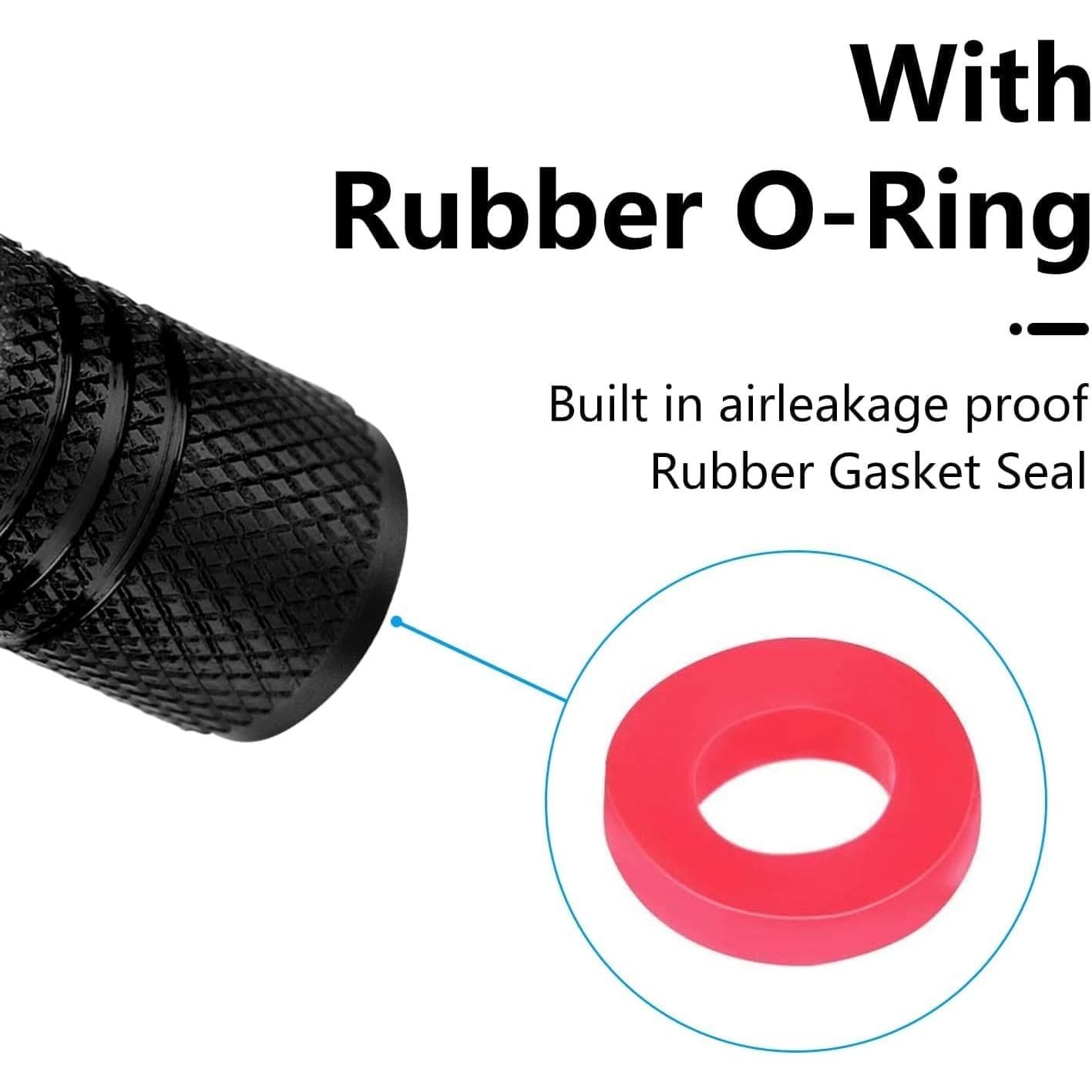 Tire Valve Stem Caps Black Aluminum O-Ring Airtight 4PCS Universal - Thumbnail 2