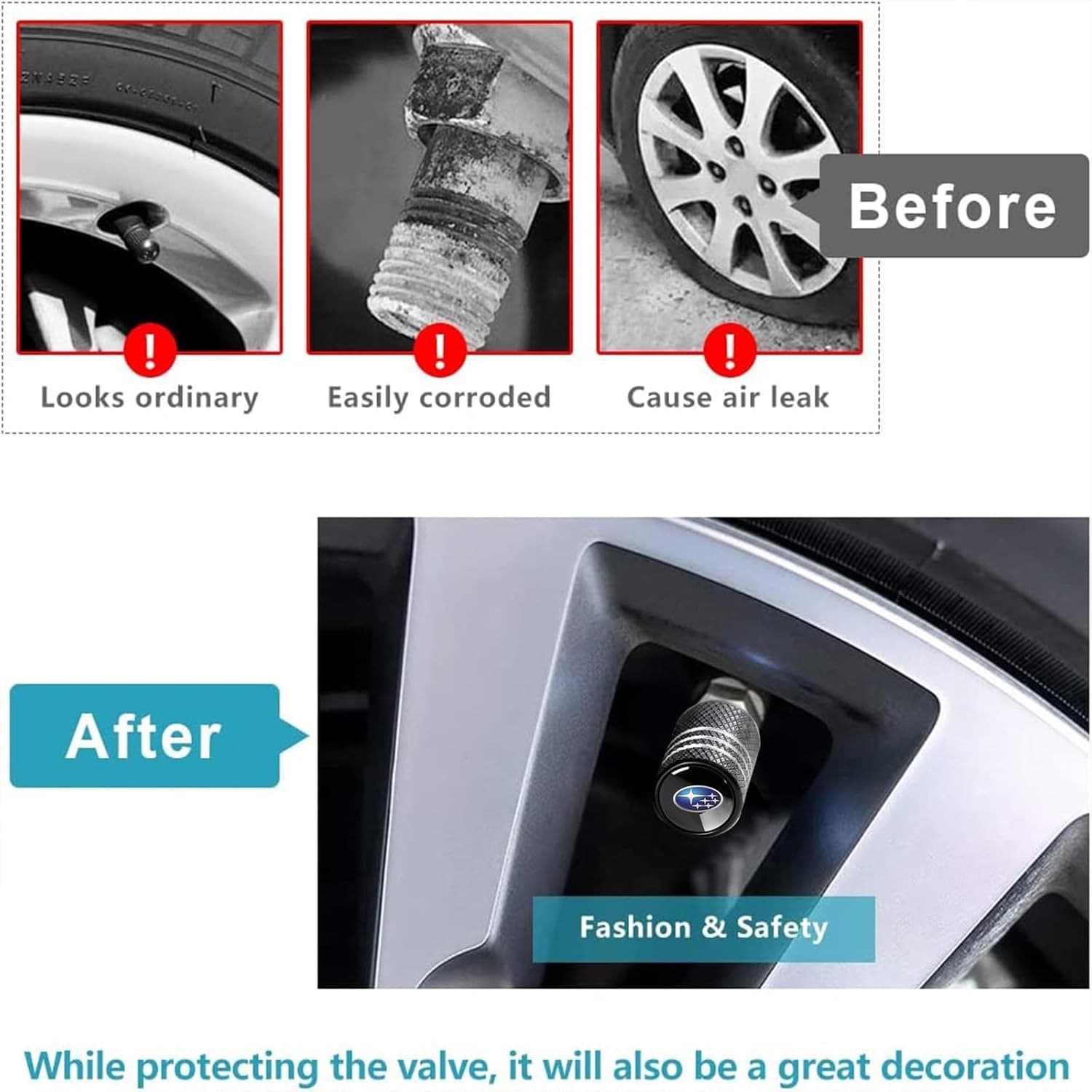 Tire Valve Stem Caps Black Aluminum O-Ring Airtight 4PCS Universal - Thumbnail 3