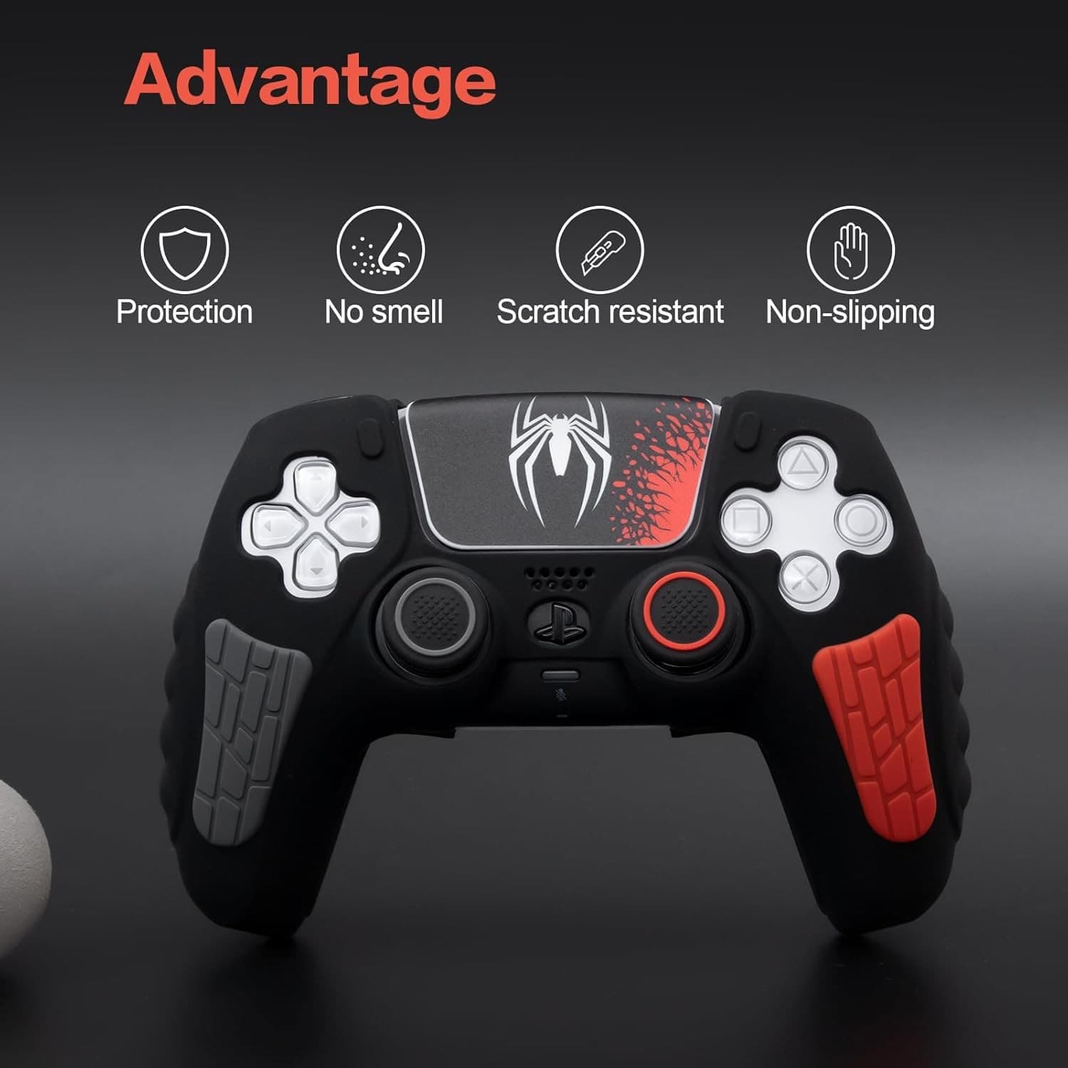 PS5 Spider Grip Case Cover + Thumb Grips Set Silicone Anti-Slip for DualSense - Thumbnail 3