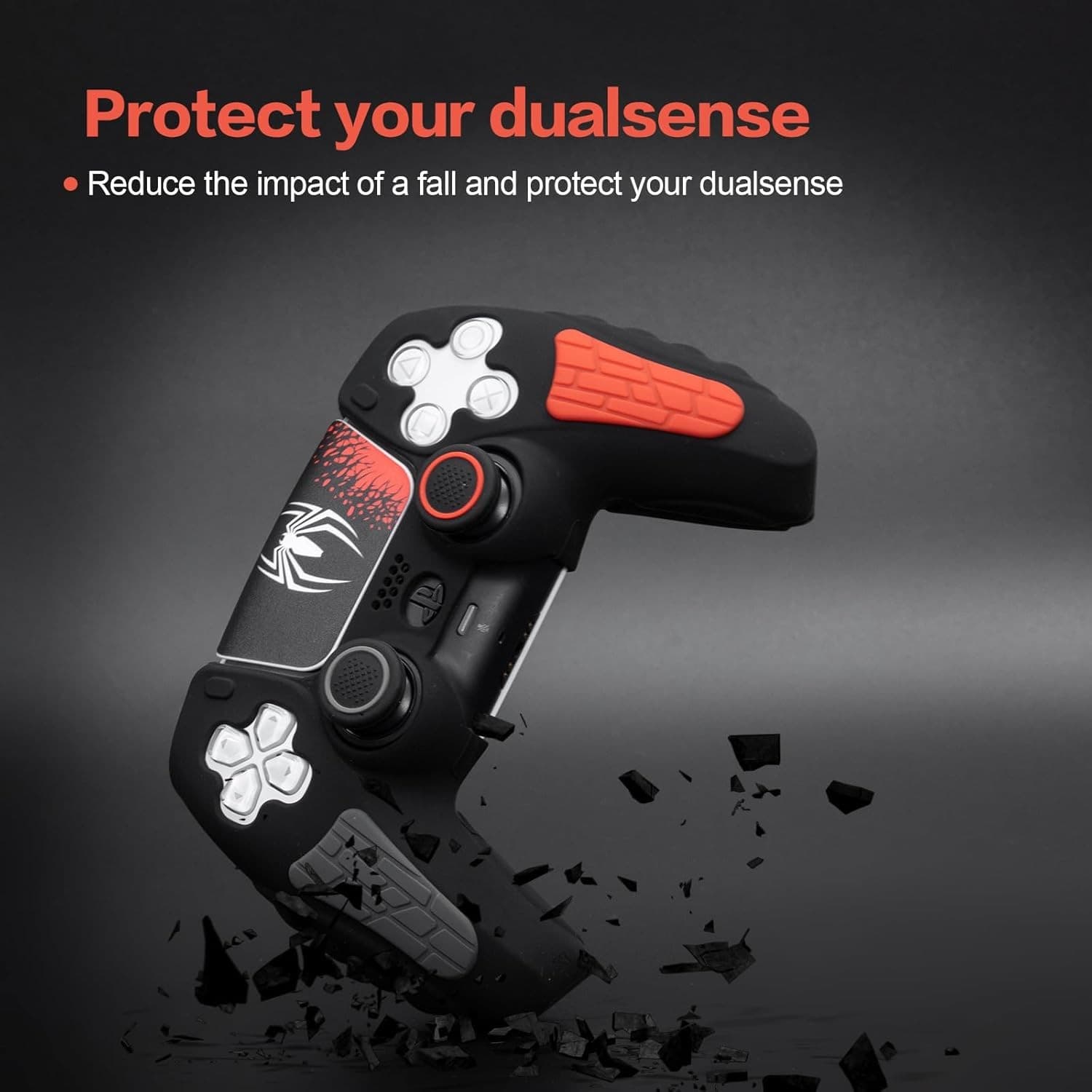 PS5 Spider Grip Case Cover + Thumb Grips Set Silicone Anti-Slip for DualSense - Thumbnail 2