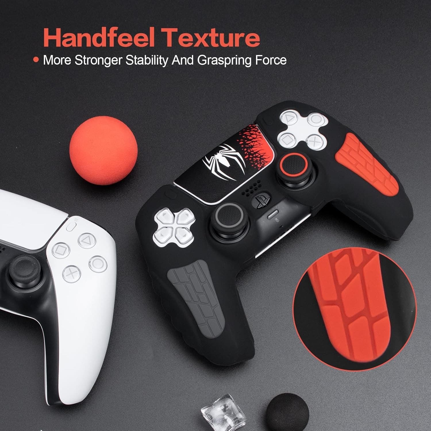 PS5 Spider Grip Case Cover + Thumb Grips Set Silicone Anti-Slip for DualSense - Thumbnail 5