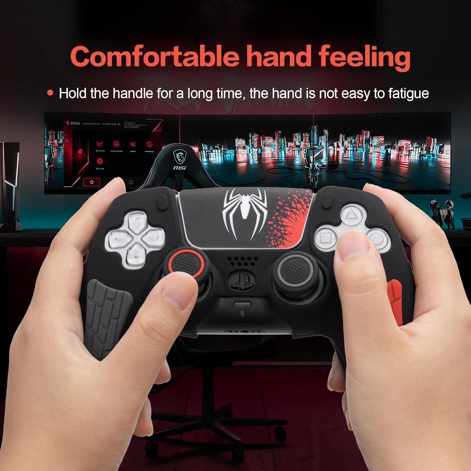 PS5 Spider Grip Case Cover + Thumb Grips Set Silicone Anti-Slip for DualSense - Thumbnail 4