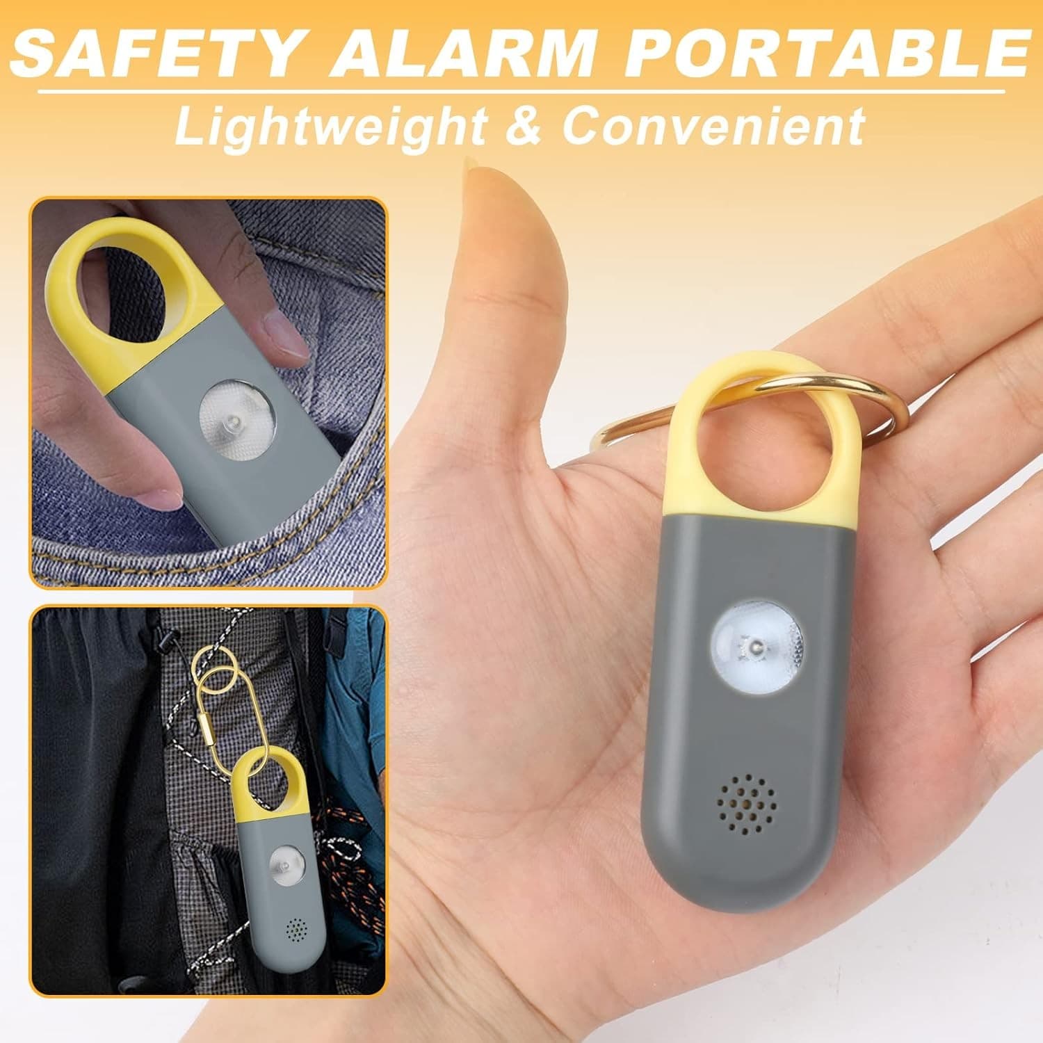 130dB Personal Safety Alarm Keychain with SOS LED Light | Kids Adults Elderly - Thumbnail 2