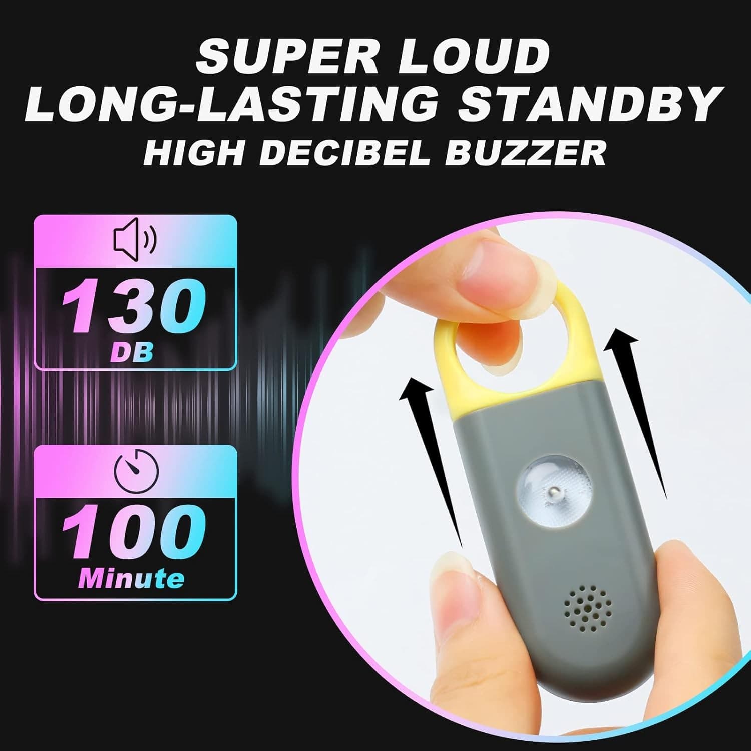 130dB Personal Safety Alarm Keychain with SOS LED Light | Kids Adults Elderly - Thumbnail 5