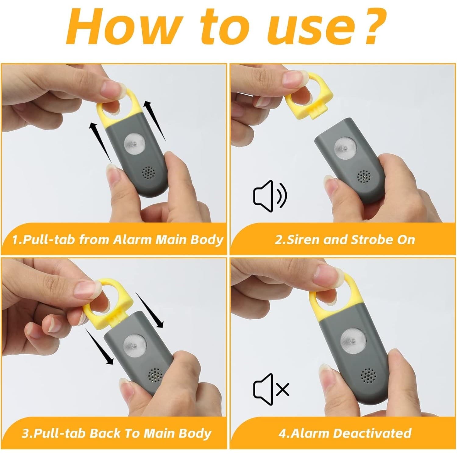130dB Personal Safety Alarm Keychain with SOS LED Light | Kids Adults Elderly - Thumbnail 4