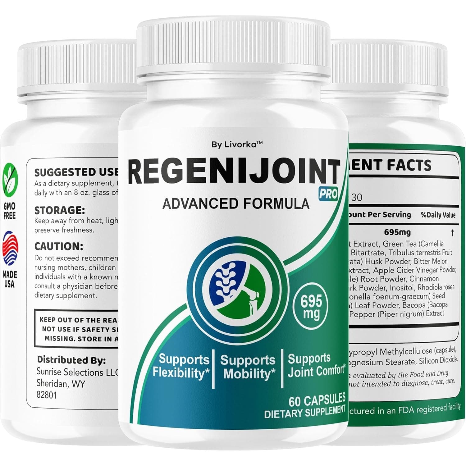 1 Pack RegeniJoint Capsules Advanced Formula Joint Support 60ct Livorka 695mg - Thumbnail 2
