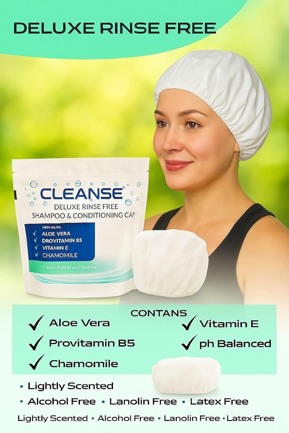 Cleanse Rinse Free Shampoo & Conditioning Cap 5 Pack Waterless No Rinse Hair Was - Thumbnail 10