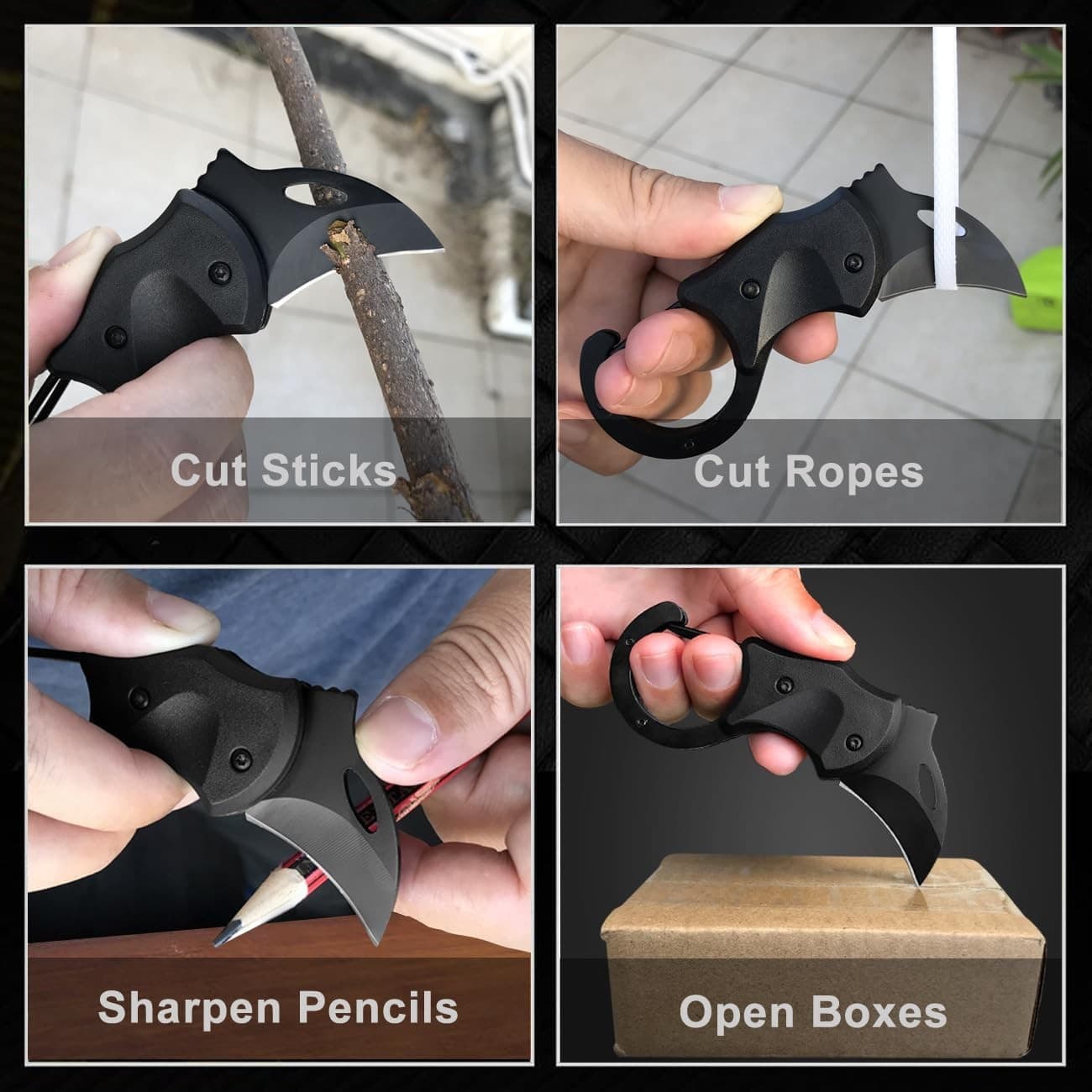 Mini Folding Pocket Knife Lightweight Hawkbill Blade with Carabiner Keychain - Thumbnail 3