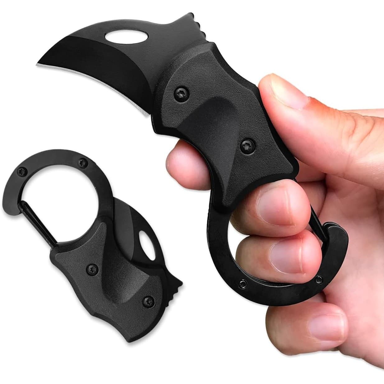 Mini Folding Pocket Knife Lightweight Hawkbill Blade with Carabiner Keychain
