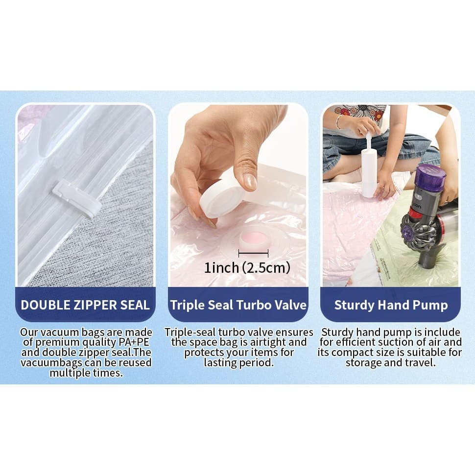 10 Pack Small Vacuum Storage Bags w Hand Pump Space Saver for Clothes Bedding - Thumbnail 12