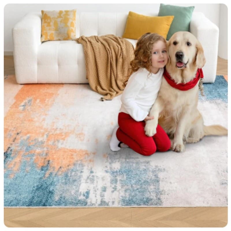 5x7 Washable Area Rug Modern Abstract Non Slip Low Pile Living Room Bedroom - Thumbnail 4