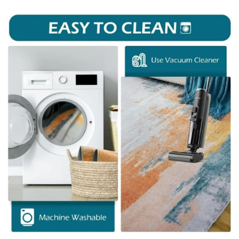 5x7 Washable Area Rug Modern Abstract Non Slip Low Pile Living Room Bedroom - Thumbnail 5