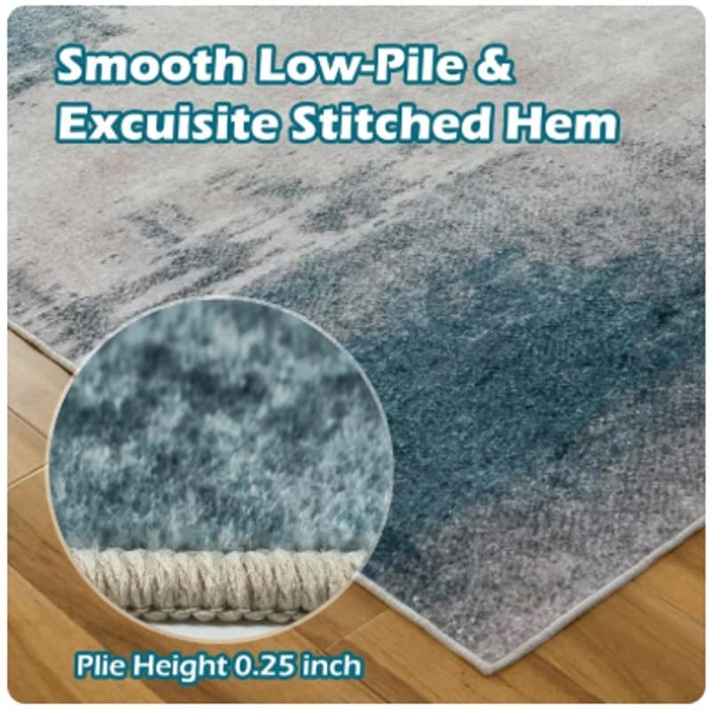 5x7 Washable Area Rug Modern Abstract Non Slip Low Pile Living Room Bedroom - Thumbnail 6