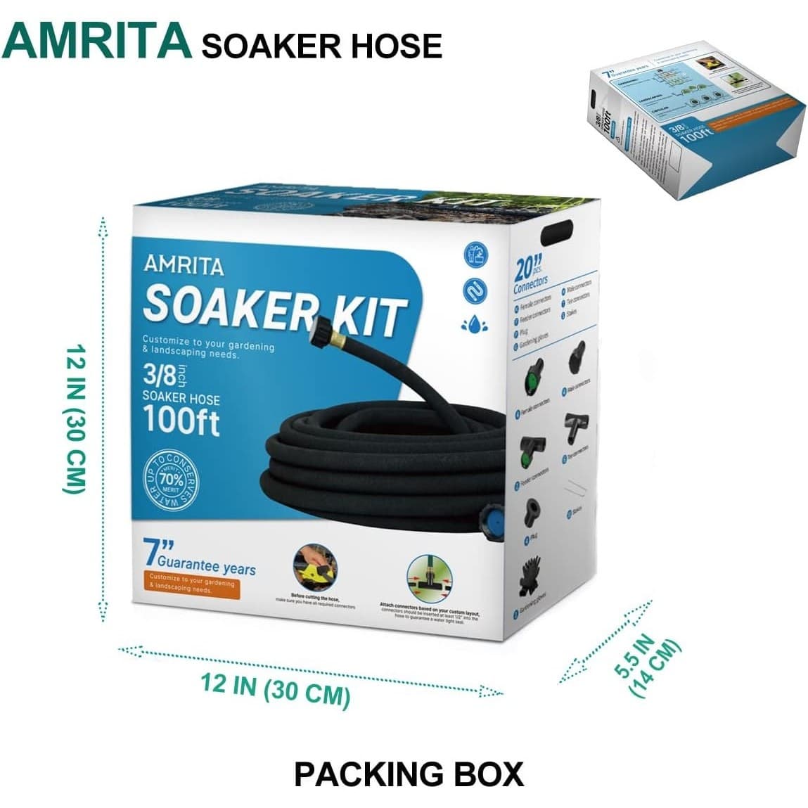 3/8'' 100FT Soaker Hose Kit Rubber Garden Hose Water Saving Black - Thumbnail 4