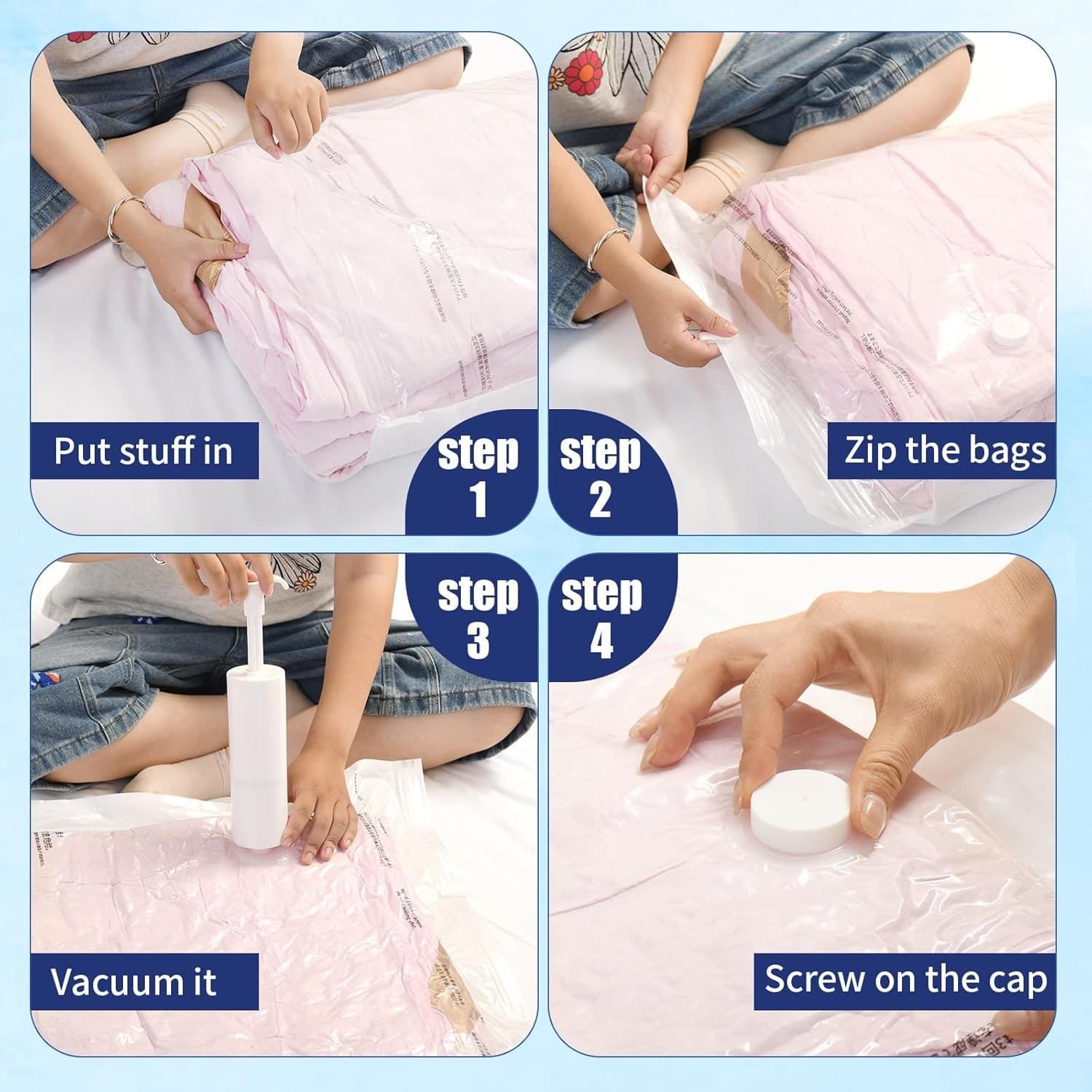 10 Pack Small Vacuum Storage Bags w Hand Pump Space Saver for Clothes Bedding - Thumbnail 8