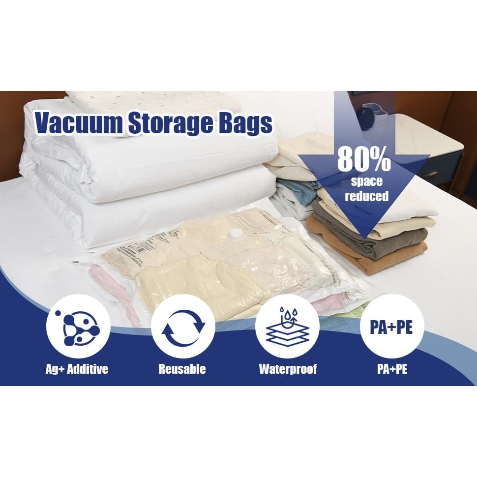 10 Pack Small Vacuum Storage Bags w Hand Pump Space Saver for Clothes Bedding - Thumbnail 11