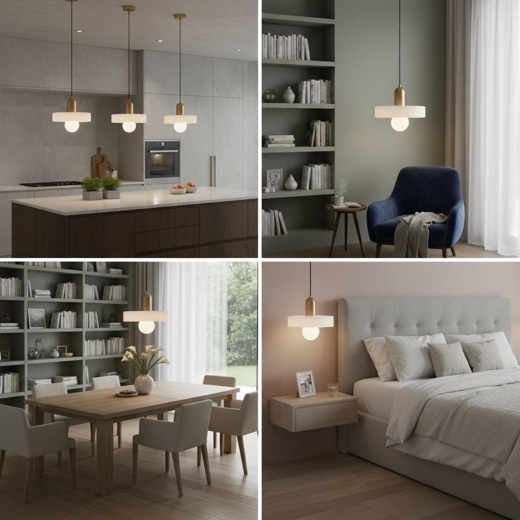 Modern Glass Pendant Light Brass Gold Kitchen Island Hanging Lamp E26 - Thumbnail 5