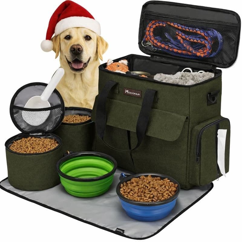 Dog Travel Bag Airline Approved Pet Travel Organizer w Bowls Food Containers - Thumbnail 6