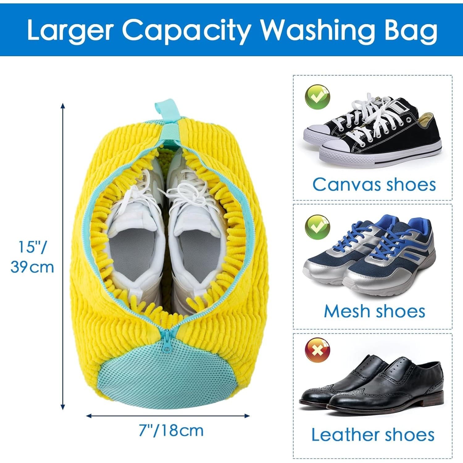 Shoe Washing Machine Bag 4 Pack | Sneaker Cleaner YKK Zipper Chenille Deep Clean - Thumbnail 10
