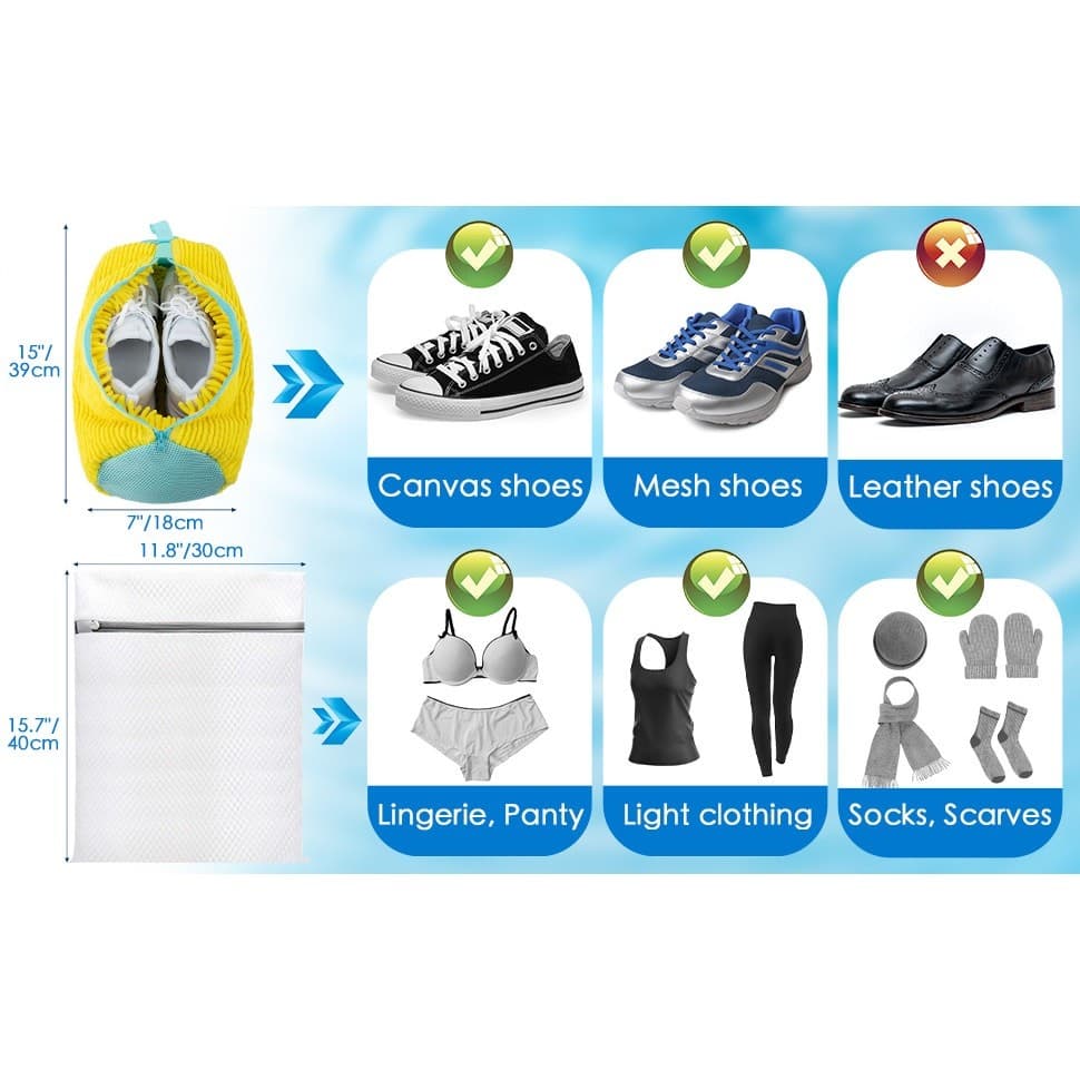 Shoe Washing Machine Bag 4 Pack | Sneaker Cleaner YKK Zipper Chenille Deep Clean - Thumbnail 15
