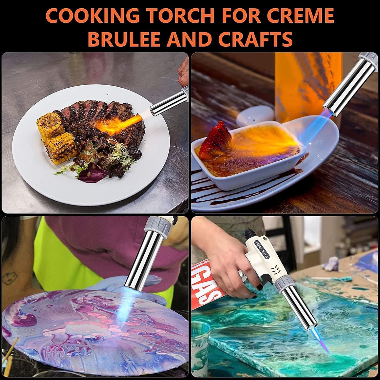 Culinary Professional Kitchen Butane Torch – Adjustable Flame (Gas Not Included) - Thumbnail 5
