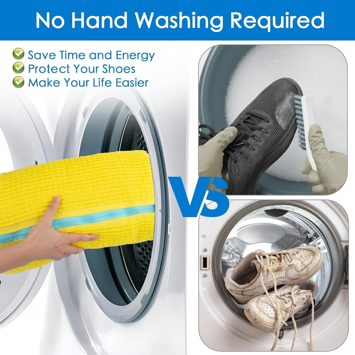 Shoe Washing Machine Bag 4 Pack | Sneaker Cleaner YKK Zipper Chenille Deep Clean - Thumbnail 5
