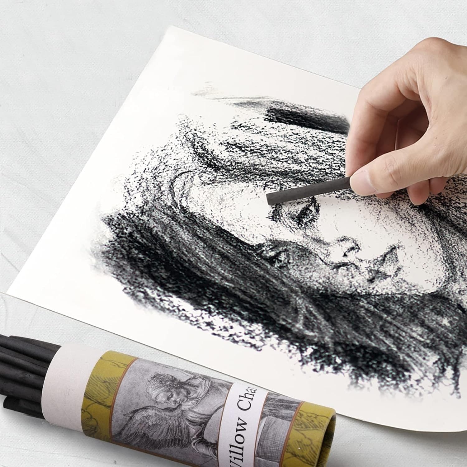 25 Willow Charcoal Sticks Natural Drawing Charcoal for Sketching 4-5mm - Thumbnail 5