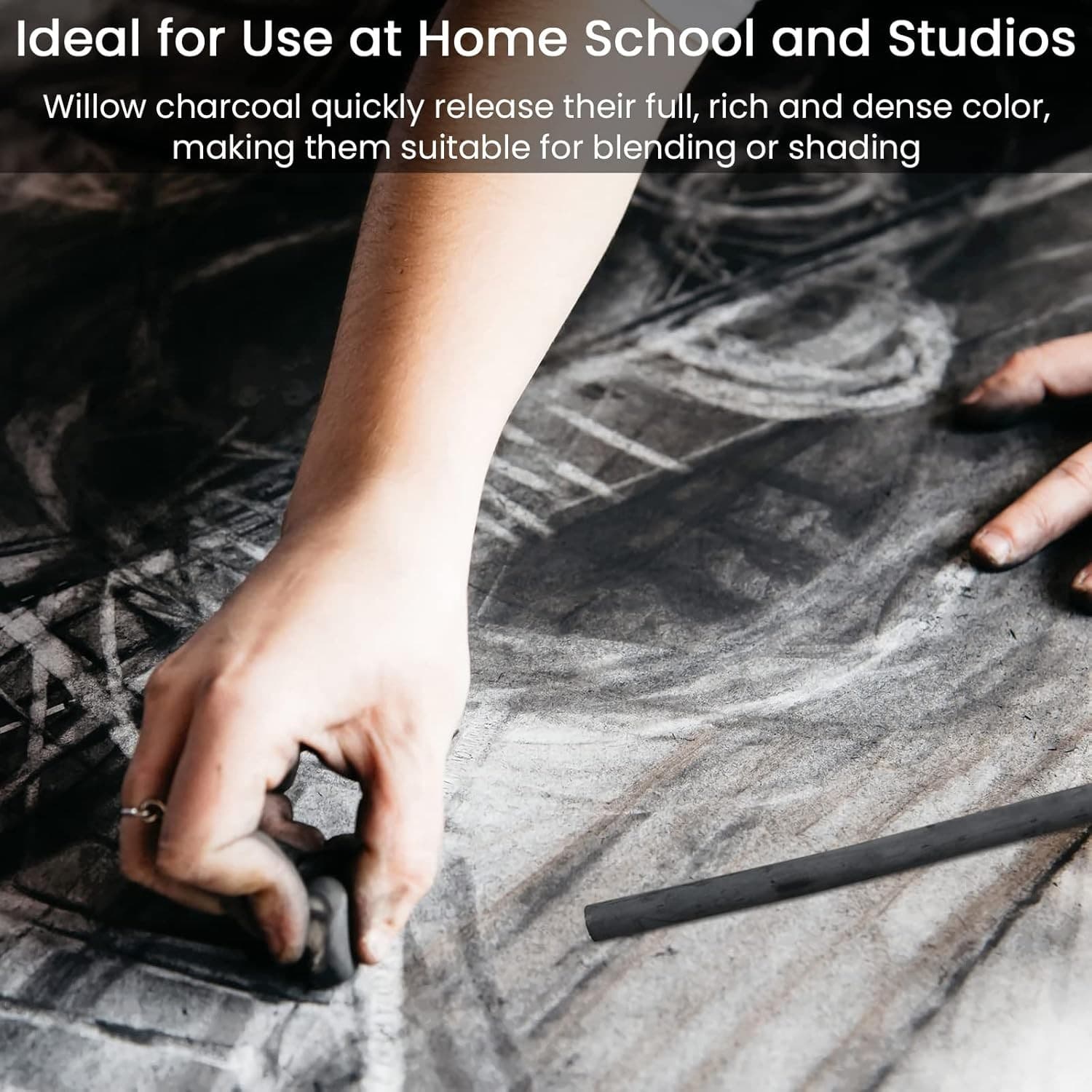 25 Willow Charcoal Sticks Natural Drawing Charcoal for Sketching 4-5mm - Thumbnail 8