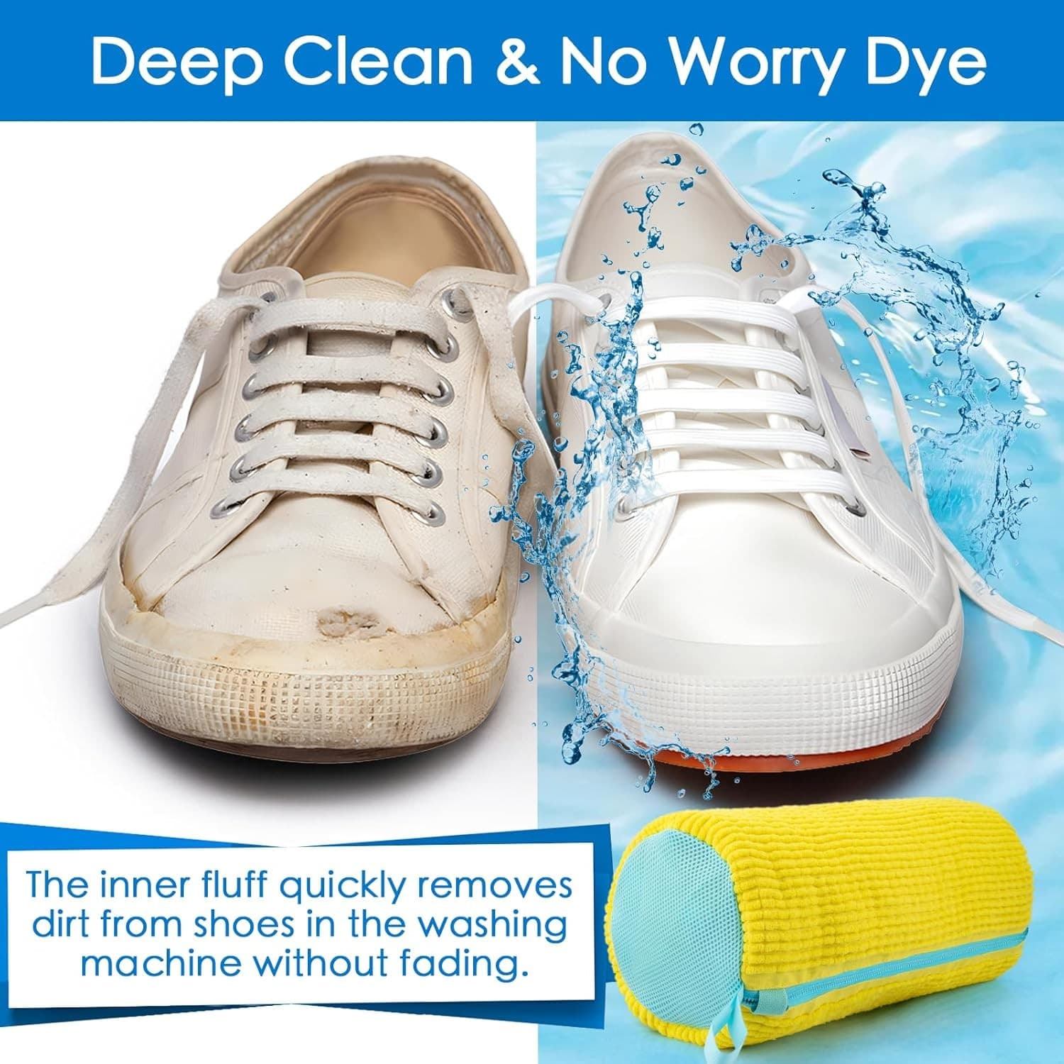 Shoe Washing Machine Bag 4 Pack | Sneaker Cleaner YKK Zipper Chenille Deep Clean - Thumbnail 6