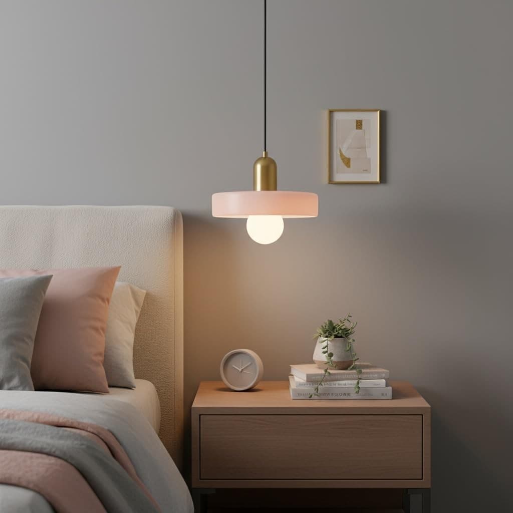 Pink Glass Pendant Light Brass Gold Hanging Lamp Kitchen Island E26 - Thumbnail 7