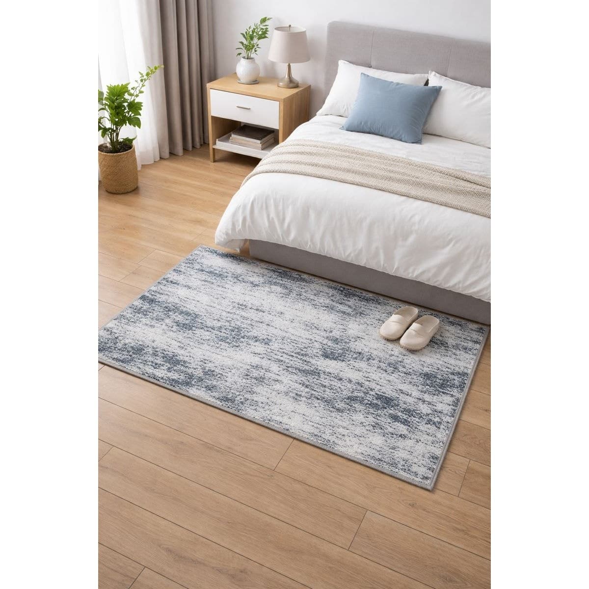 Abstract Area Rug Gray Blue 36x60 Inches Soft Washable Indoor Carpet 3x5 - Thumbnail 2
