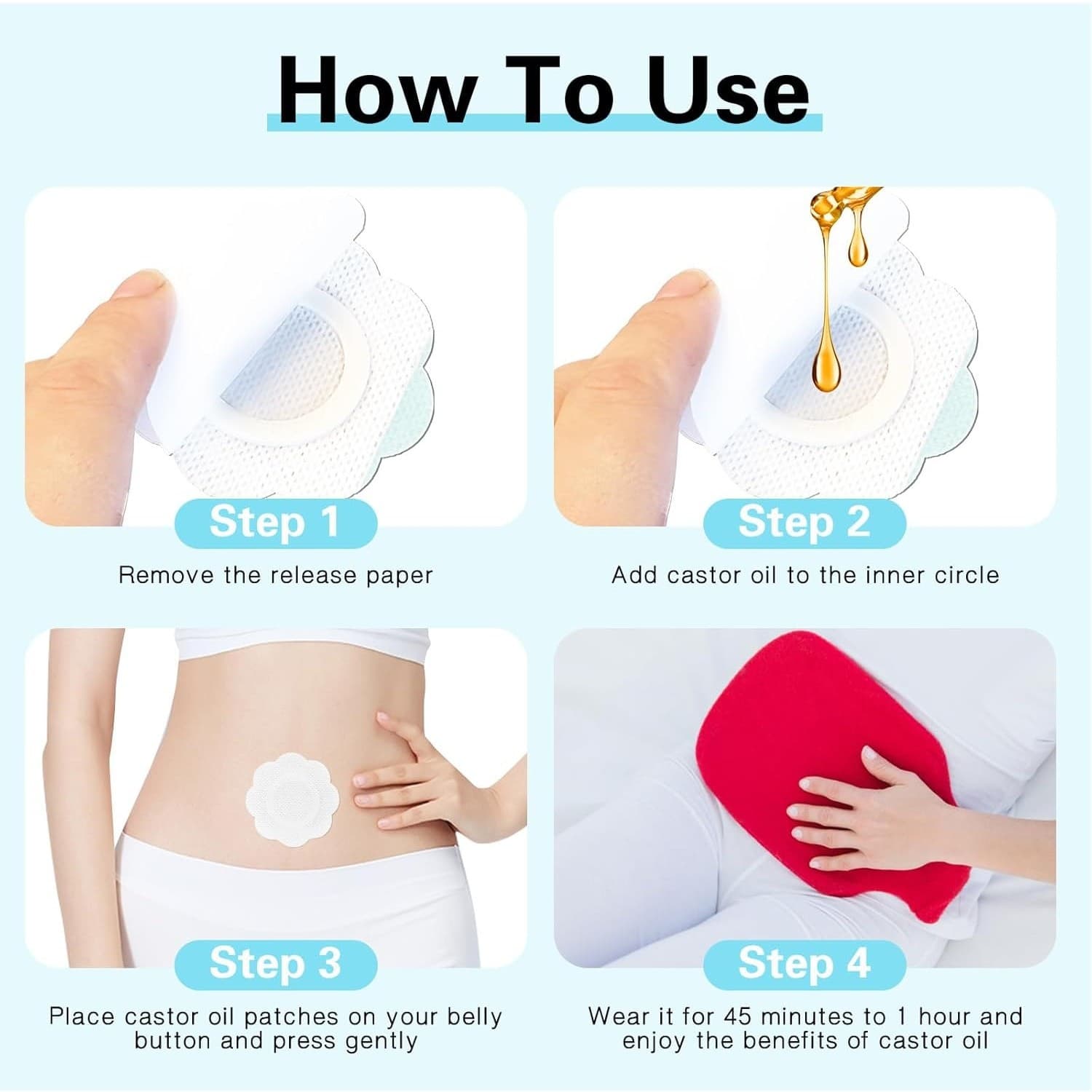 30PCS Castor Oil Patches Belly Button Detox Pads Self Adhesive Disposable - Thumbnail 8