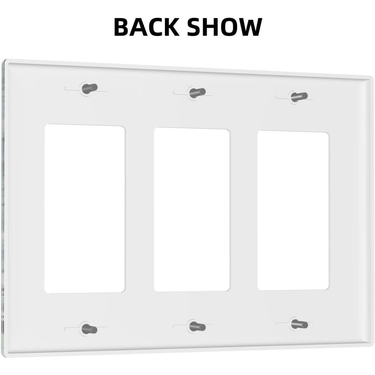 Triple Rocker Light Switch Cover – Ink Flower Cyan Blue Wall Plate, 6.4"x4.5" - Thumbnail 4