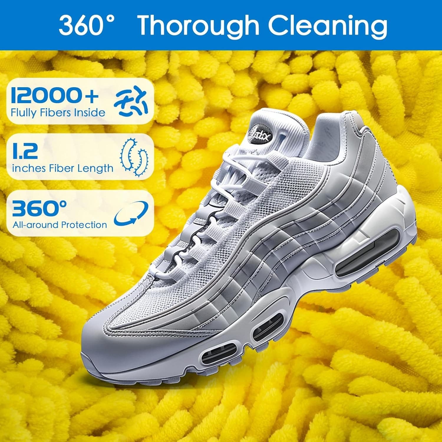 Shoe Washing Machine Bag 4 Pack | Sneaker Cleaner YKK Zipper Chenille Deep Clean - Thumbnail 8