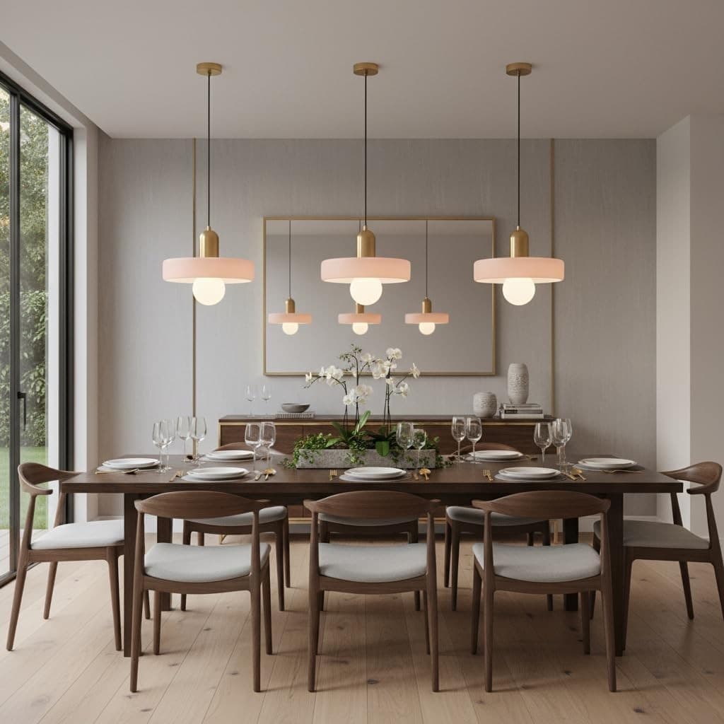 Pink Glass Pendant Light Brass Gold Hanging Lamp Kitchen Island E26 - Thumbnail 4