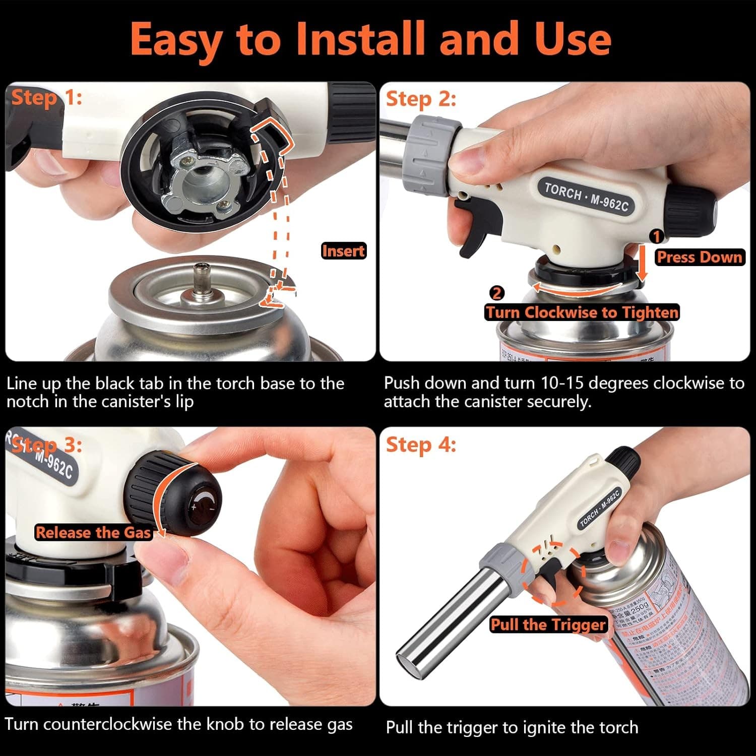 Culinary Professional Kitchen Butane Torch – Adjustable Flame (Gas Not Included) - Thumbnail 3