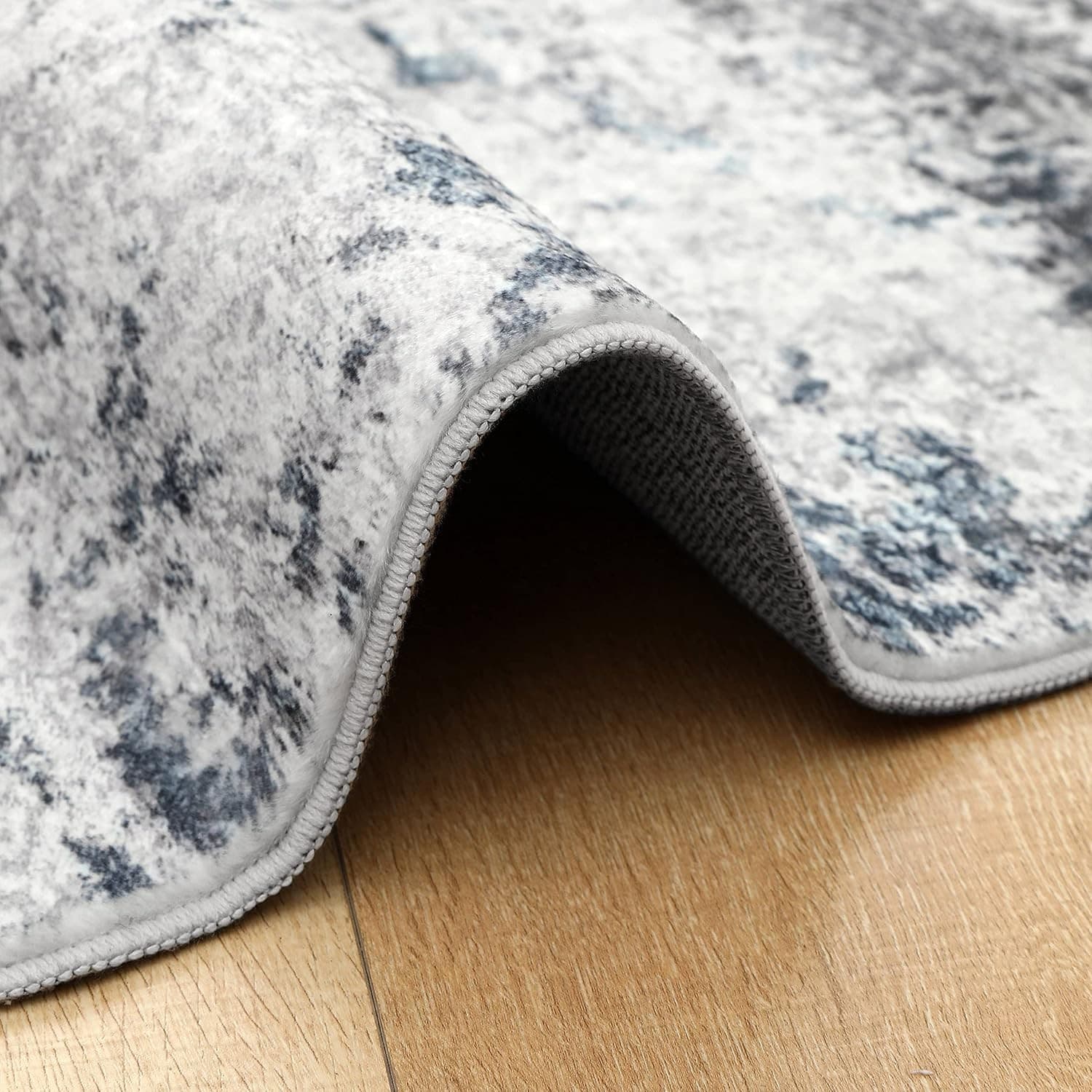 Abstract Area Rug Gray Blue 36x60 Inches Soft Washable Indoor Carpet 3x5 - Thumbnail 5