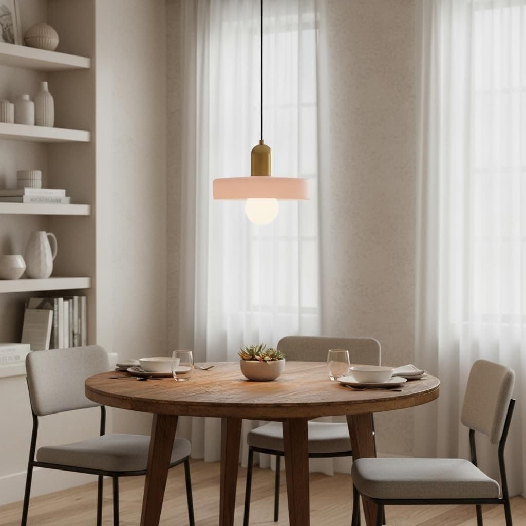 Pink Glass Pendant Light Brass Gold Hanging Lamp Kitchen Island E26 - Thumbnail 6
