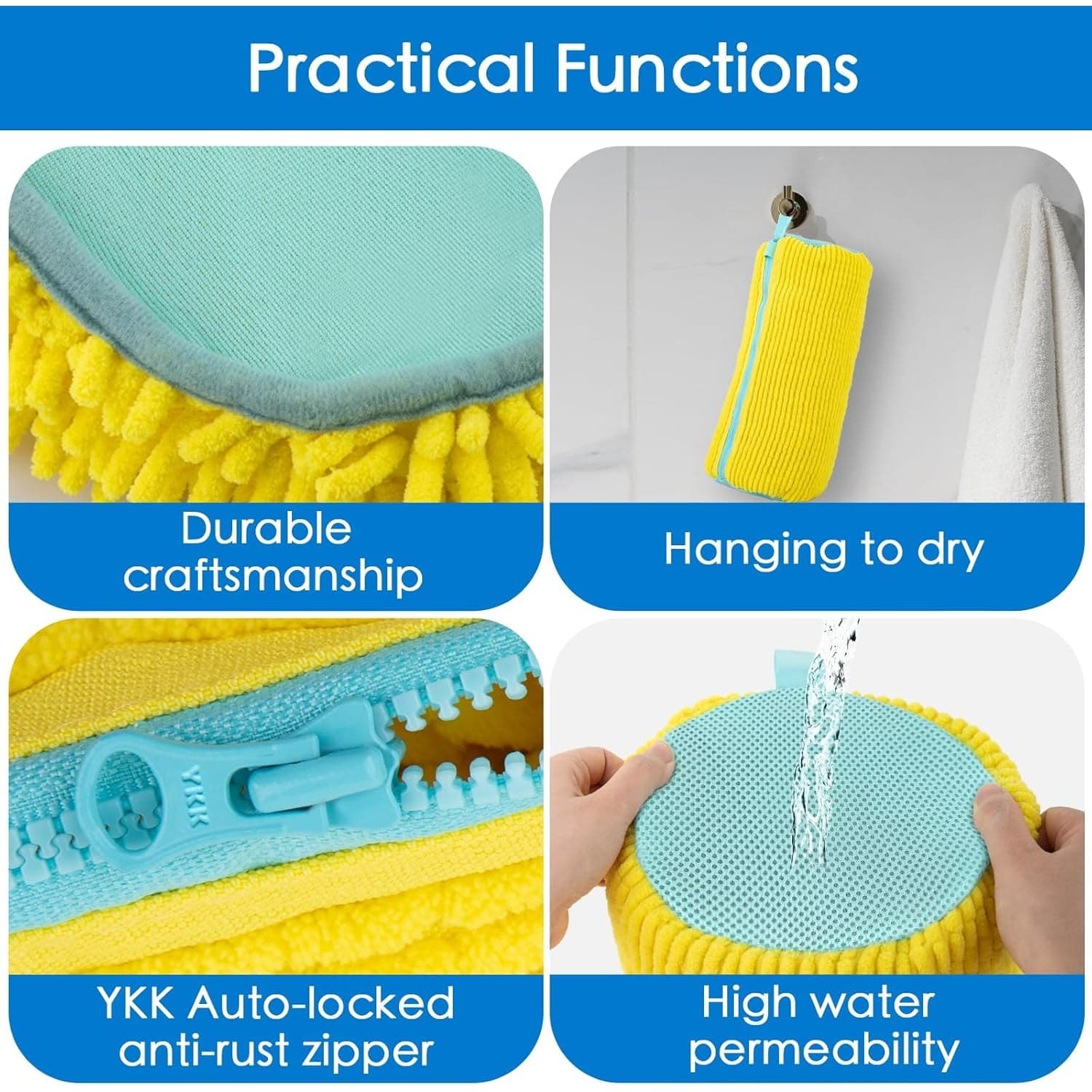 Shoe Washing Machine Bag 4 Pack | Sneaker Cleaner YKK Zipper Chenille Deep Clean - Thumbnail 9