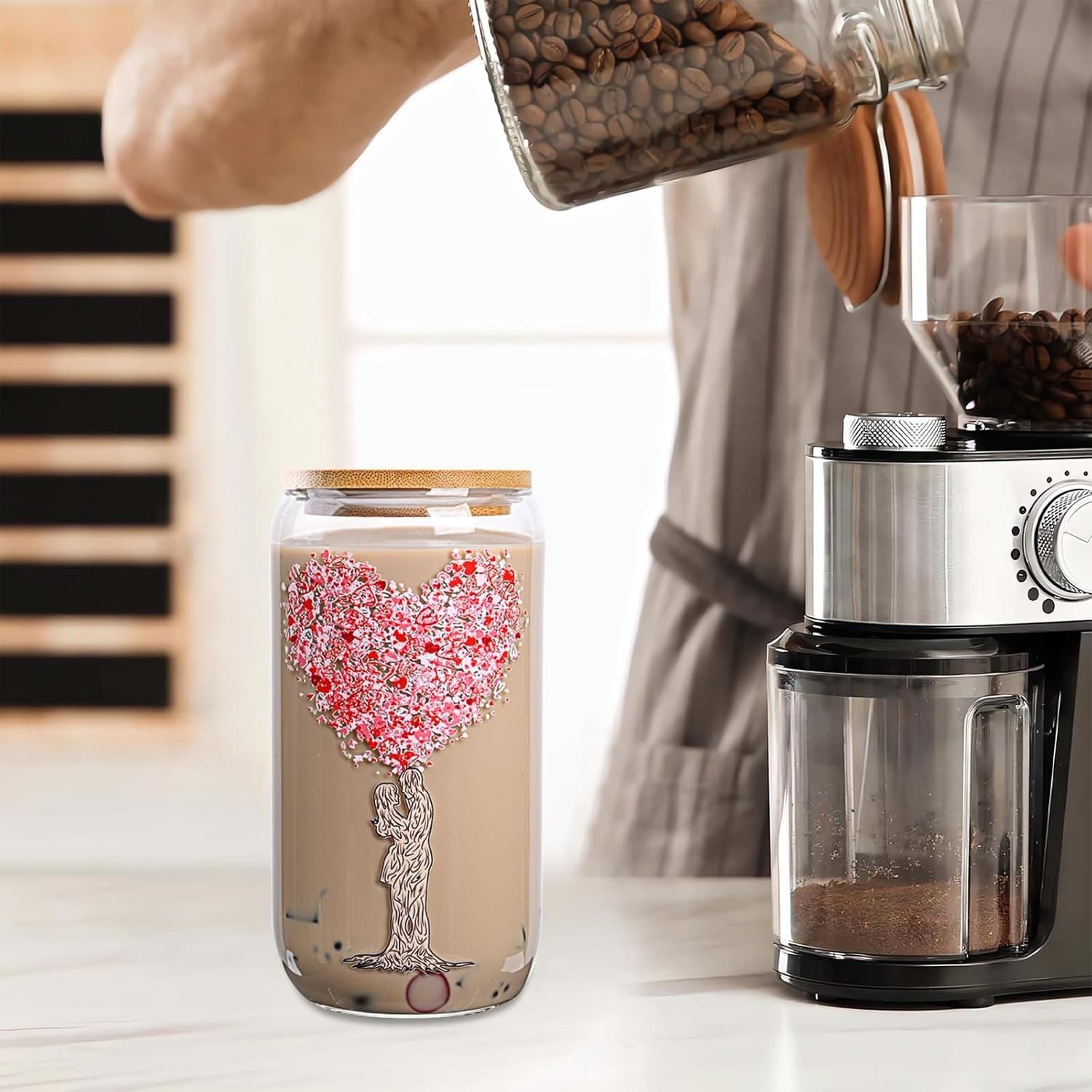 16oz Glass Coffee Mug Gifts for Wife from Husband Birthday Anniversary Cup - Thumbnail 4