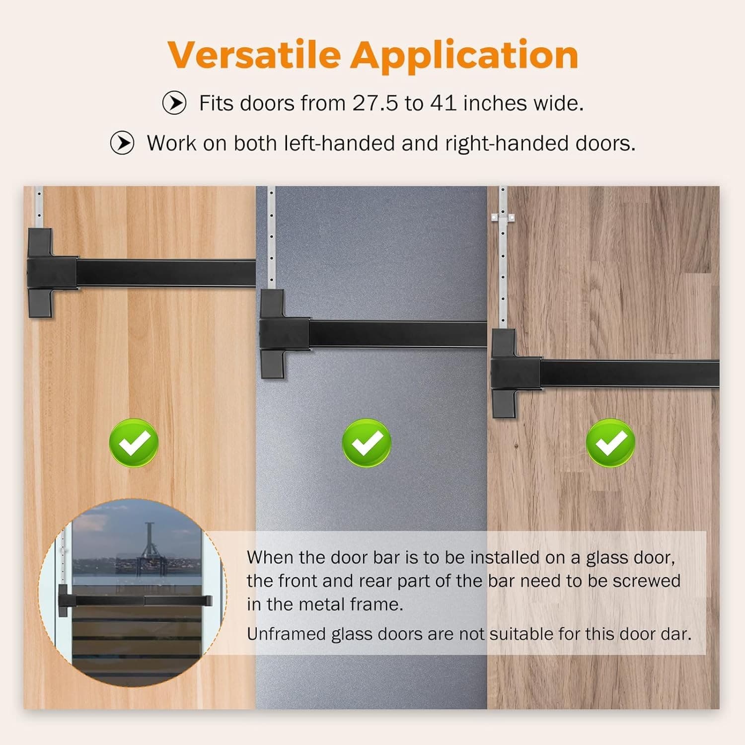 27.5" Door Panic Bar Exit Device Vertical Rod Push Bar Lock Heavy Duty New - Thumbnail 7