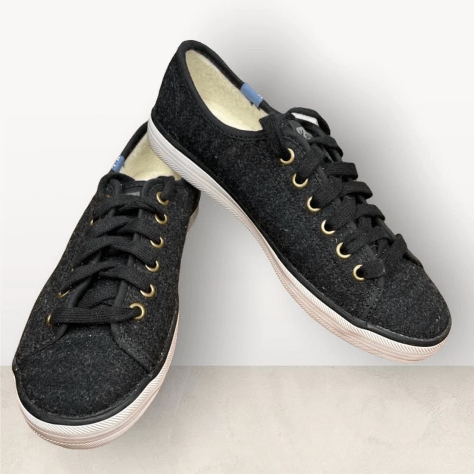 Keds Women’s Kickstart Wool Blend Faux Shearling Lined Sneakers Black Sz 5 - Thumbnail 8