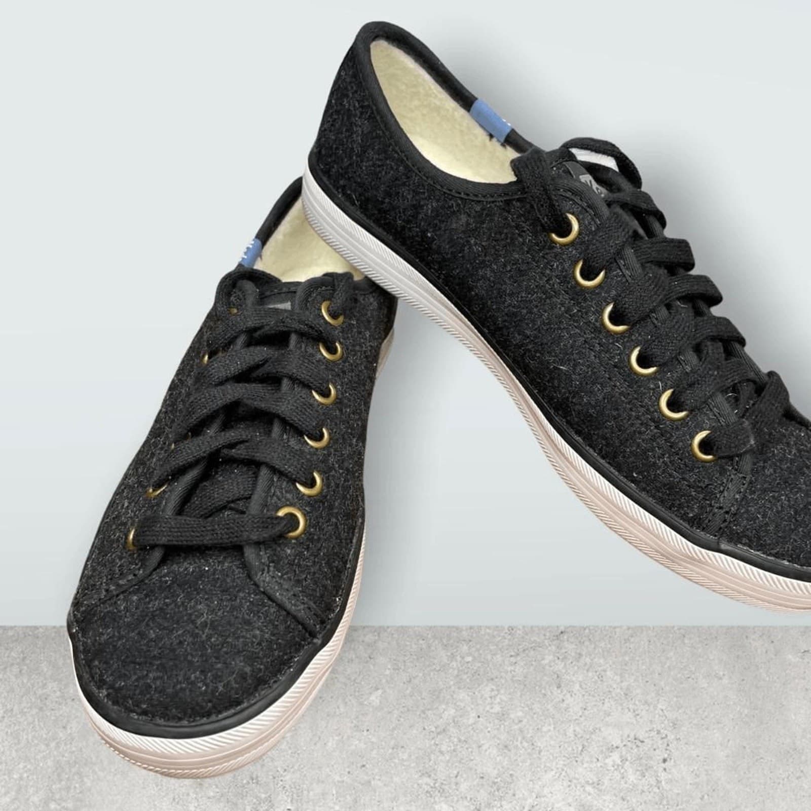 Keds Women’s Kickstart Wool Blend Faux Shearling Lined Sneakers Black Sz 5 - Thumbnail 7