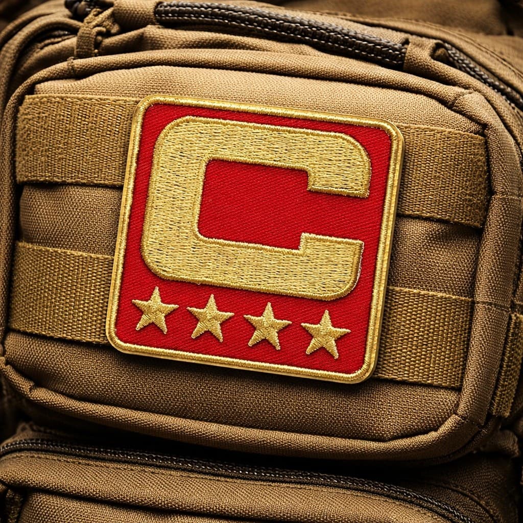 Capital C Tactical Patch Red Embroidered Iron On Sew On 3x3.4 Inch - Thumbnail 2