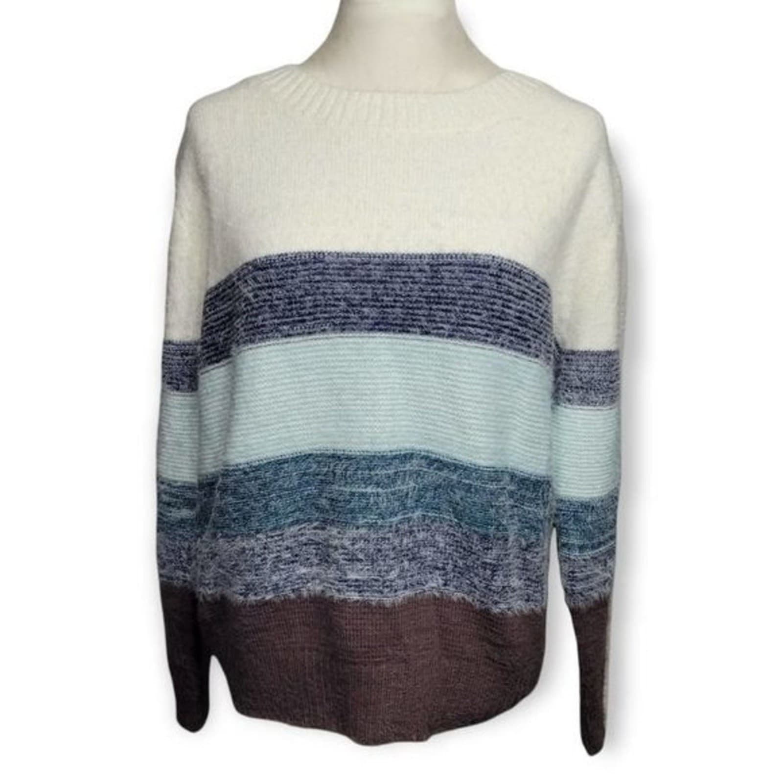 Fate Stitch Fix Farmosa Color Block Fuzzy Pullover Sweater XL NWT - Thumbnail 3