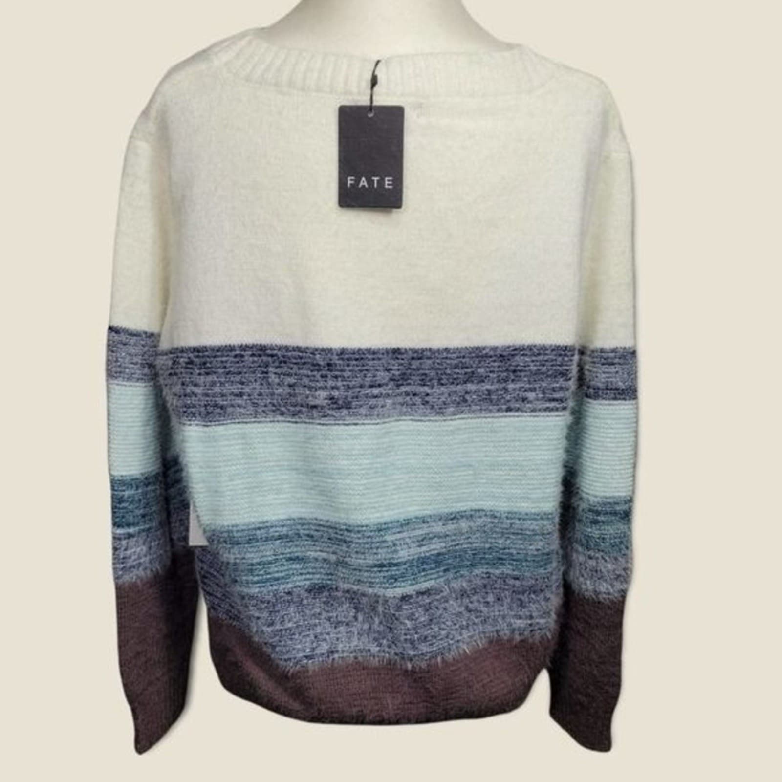 Fate Stitch Fix Farmosa Color Block Fuzzy Pullover Sweater XL NWT - Thumbnail 6